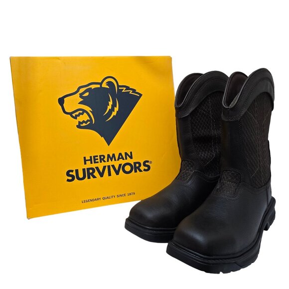 Herman Survivors Granite Pull On Leather Steel Toe Work Boots Mens